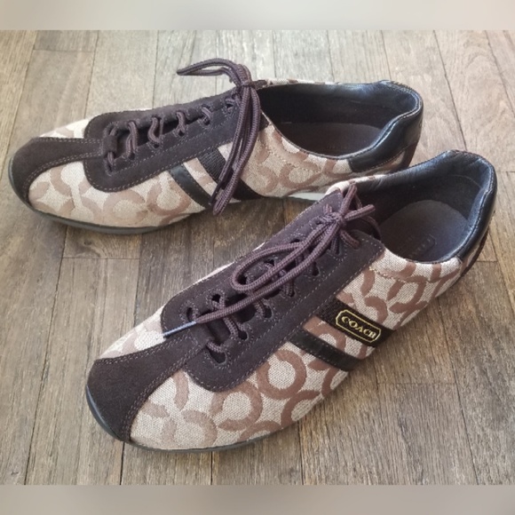 Coach Shoes - Coach Kathleen Brown Tan Sneakers Leather Canvas